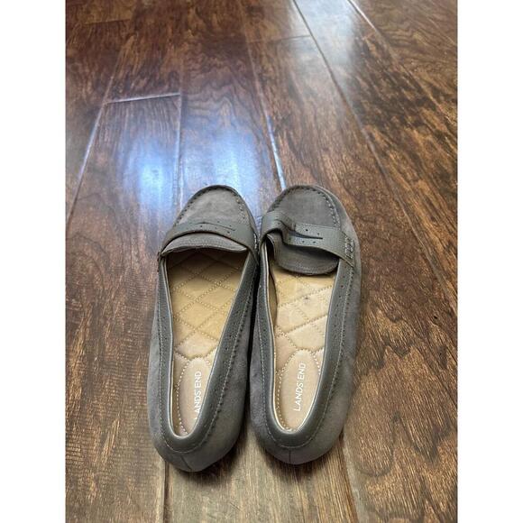 Lands' End Womens Grey Suede Driving Loafers Slip On Studded Sole Casual - Picture 4 of 7